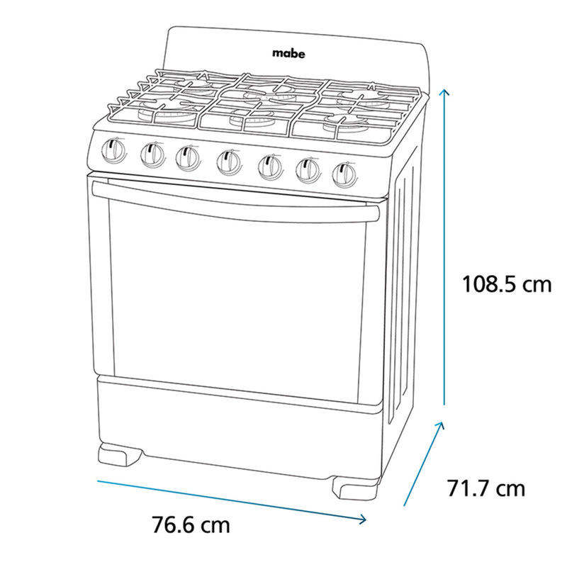 Estufa a Gas Mabe EM7620BAPN2 | 30" | 6 Quemadores 