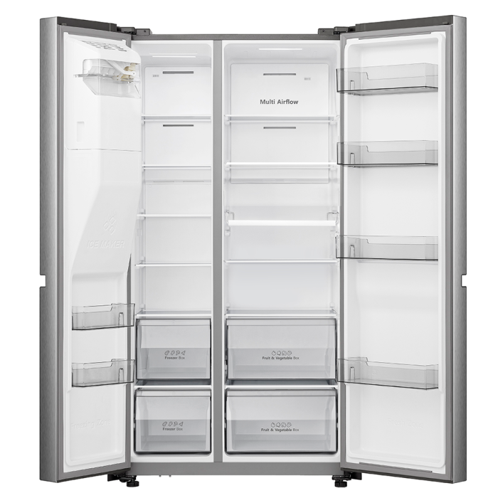 Refrigerador Hisense RS223SV5A | Inversor | 22.9 Pies Cubicos | Lado a lado | Disensador de Agua y Hielo