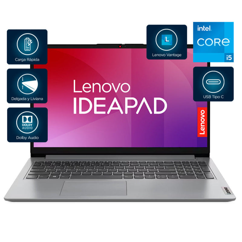 Lenovo IdeaPad 1 15IAU7 | Intel Core i5 1235U | 8 GB de RAM | SSD de 512 GB | 15,6" | Windows 11 Home