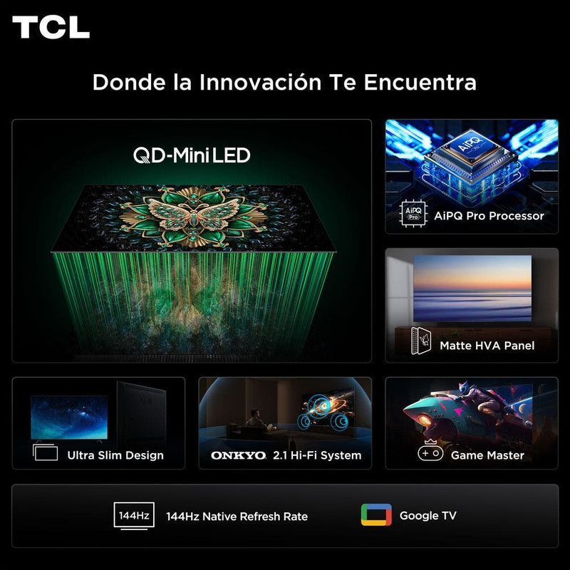 Televisor TCL Mini Led 85C6K | 85" | 4K | Google TV | HDMI | USB | Wi-Fi | Bluetooth