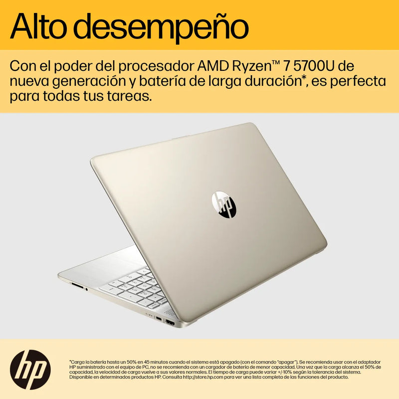 HP 15-EF2549LA | AMD Ryzen 7 5700U | 16 GB de RAM | SSD de 512 GB | 15,6" | Windows 11