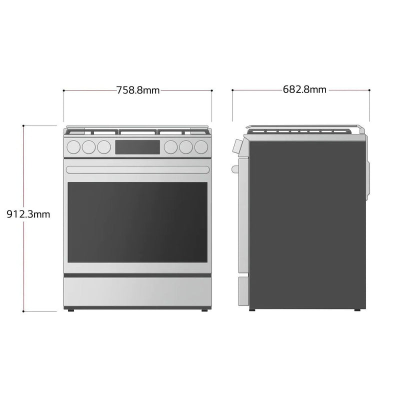 Estufa a Gas LG InstaView LRGL5847S | 5,8 pies cúbicos | Freidora de Aire | 5 Quemadores