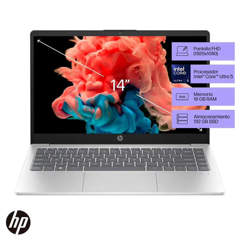 Portátil HP 14-EP1000LA | Intel Core Ultra 5 de 125 GHz | 16 GB de RAM | SSD de 512 GB | 14" | Windows 11