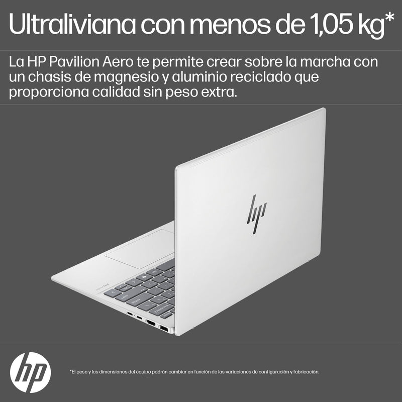 HP Pavilion Aero 13-BG0002LA | AMD Ryzen 5 8640U | 16 GB de RAM | SSD de 512 GB | 13,3" | Windows 11