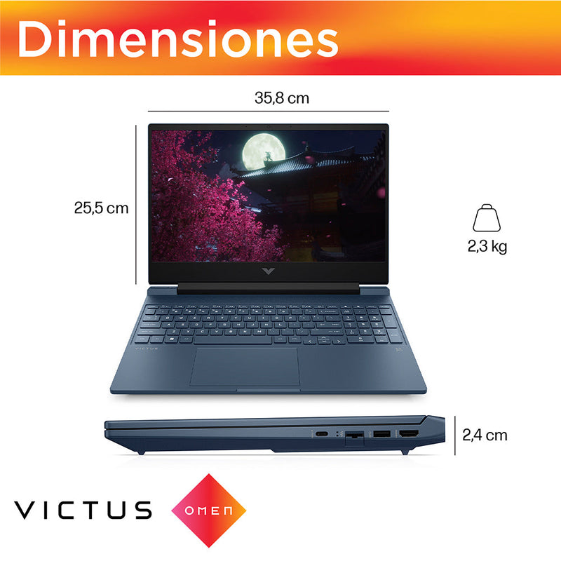 HP Victus 15-FA0022LA | Intel Core i5 12450H | 16 GB de RAM | SSD de 512 GB | 15,6" | GeForce RTX 3050 | Windows 11