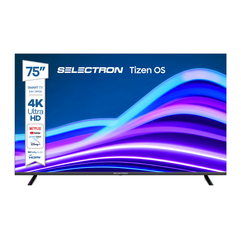 Televisor Selectron S4K-75F00 | Sistema operativo Tizen | 75" | 4K | HDMI | USB | Wi-Fi | Bluetooth | TDT